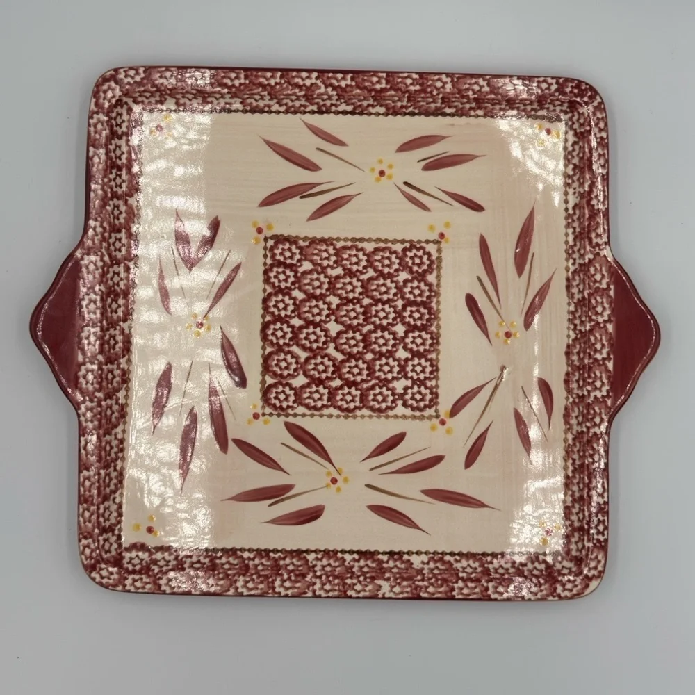 Temp-Tations OLD WORLD Cranberry Red Serving/Baking Tray Platter
